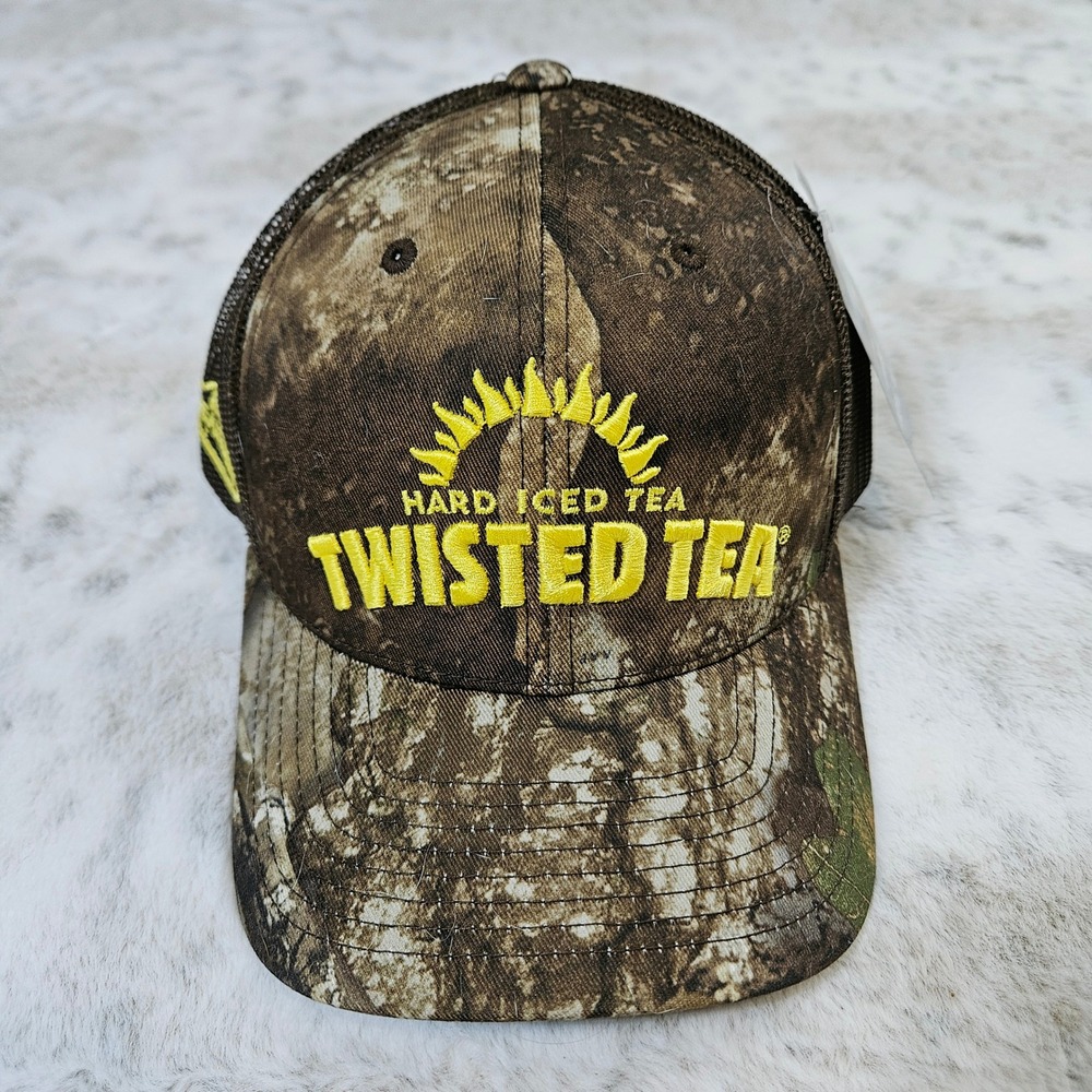 Twisted Tea Brown Realtree APX Camo Mesh Trucker Hat OSFM Hunting Fishing Promo